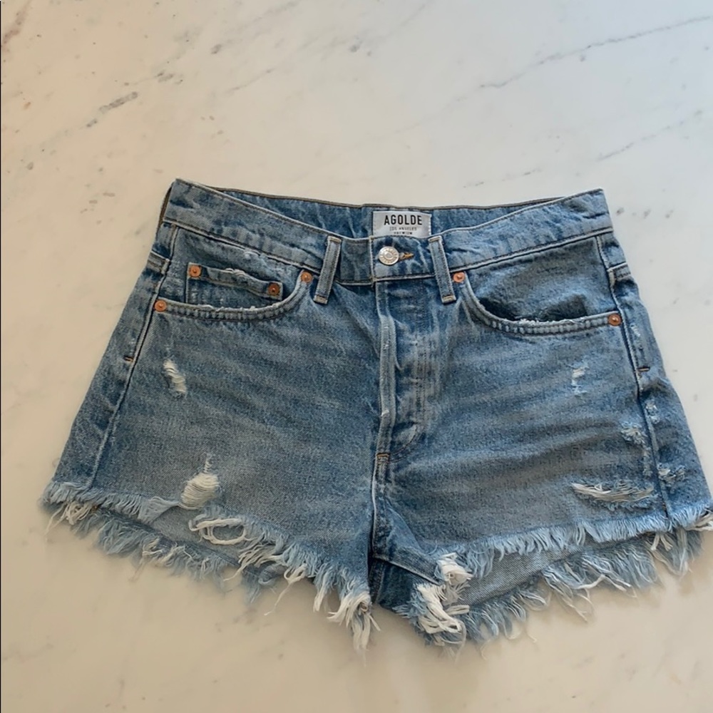 Agolde Parker distressed denim cutoff shorts